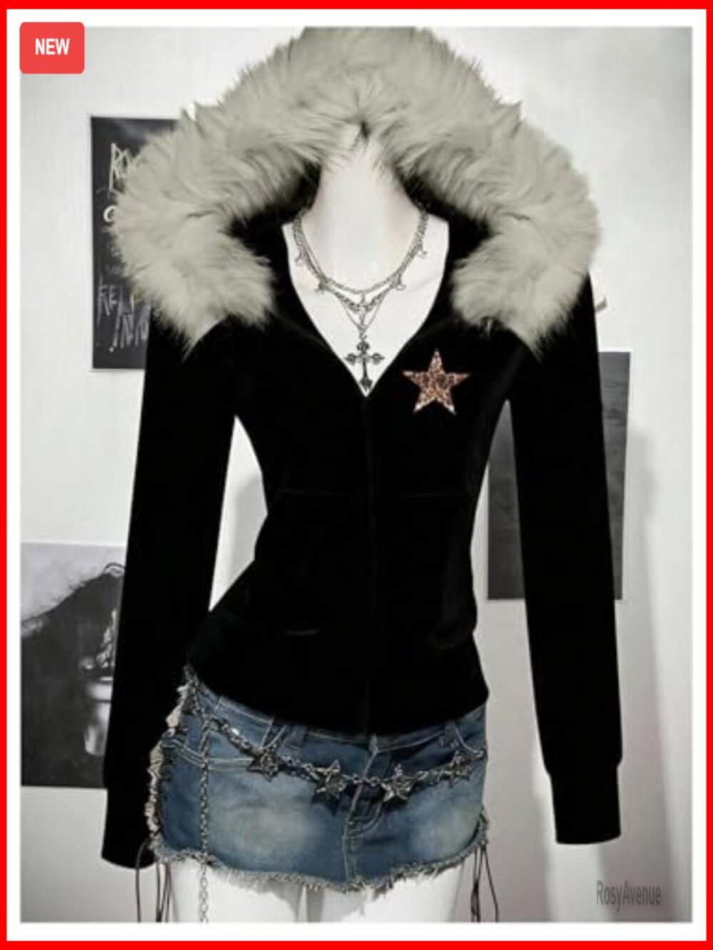 Faux Fur Zip Up Hoodie Jacket Long Sleeve Sweatshirt - Picture 4 of 6